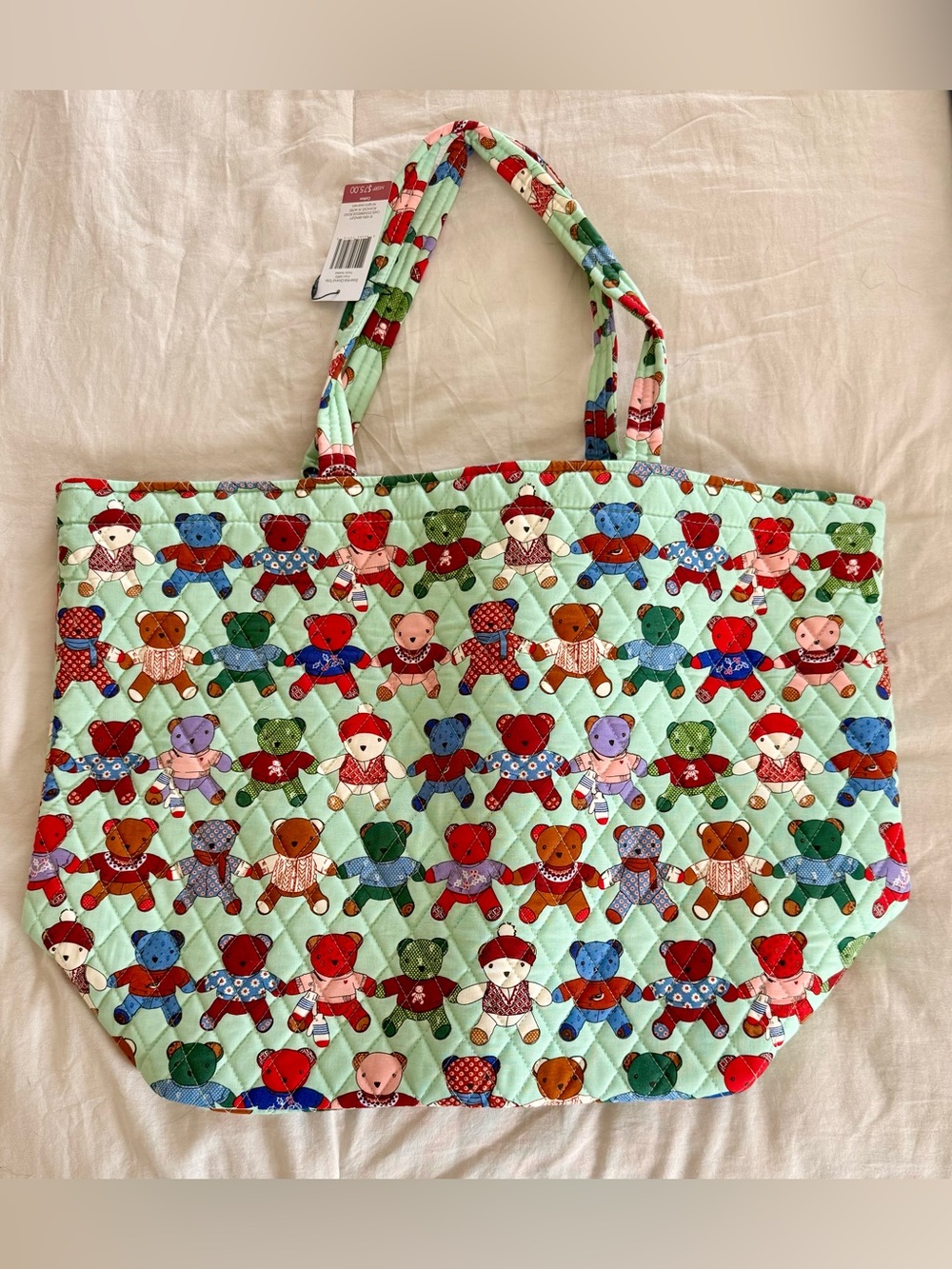 NWT, Vera Bradley Essential Grand Tote Toasty Teddies Large Bag